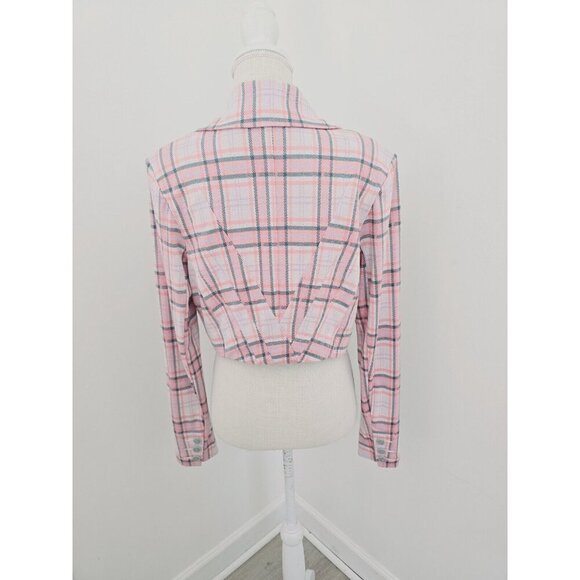 Cabi Playdate Pink Purple Plaid Crop Jacket Wide Leg Pants Outfit Set Size M - Picture 12 of 14